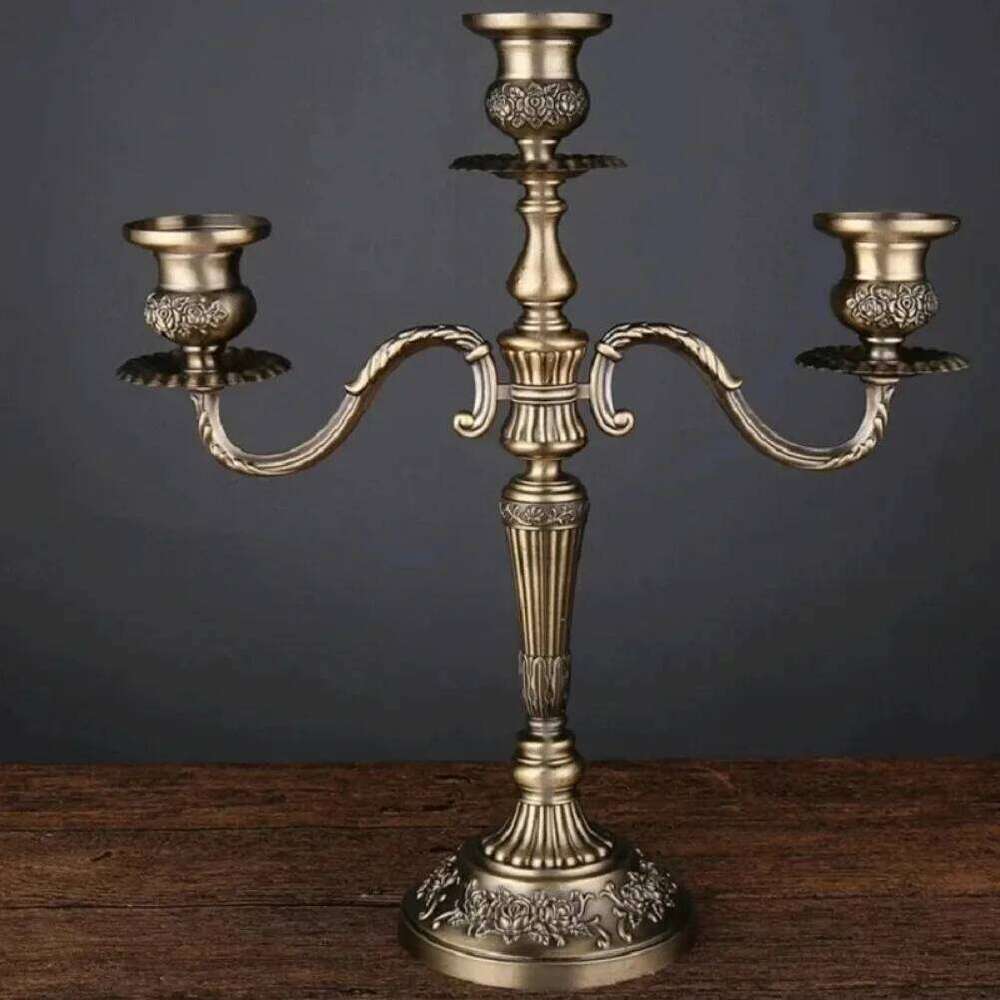 Retro Bronze Candlesticks Metal 5-arms/3 Arms Holders Wedding Table Home Decoration Desktop Ornament Vintage Candle Stand Y260131