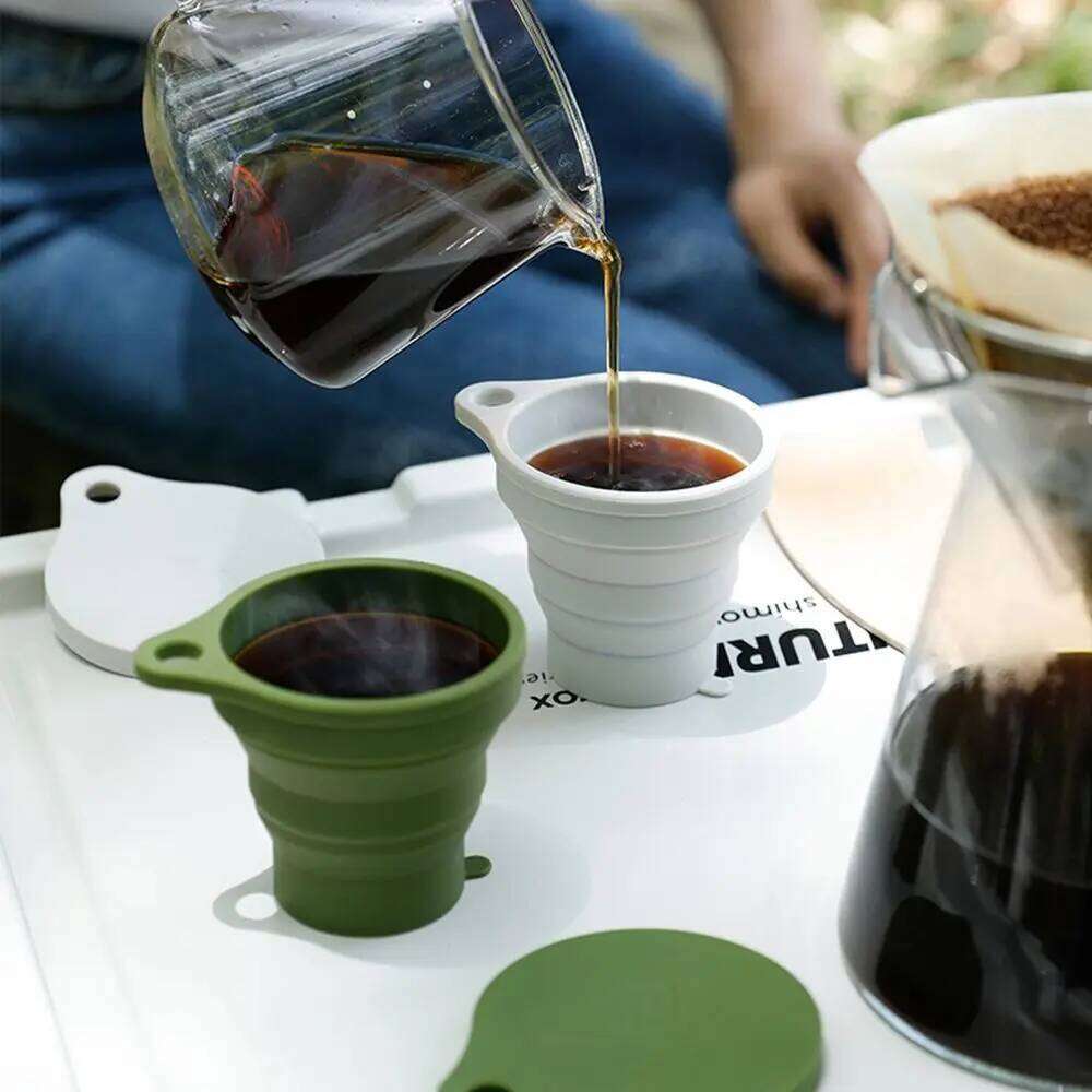 Silicone Portable With Lid Camping Teacup Water Drinking Mug Coffee Mugs Folding Retractable Cup Z260202