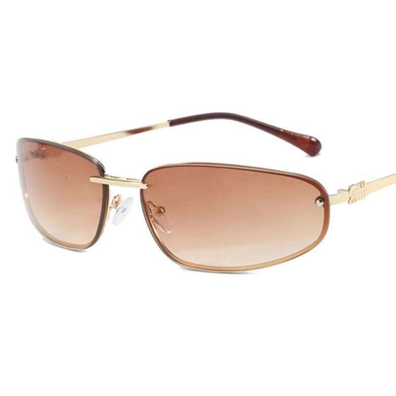 Oval Frameless Y2K Luxury Brand Design High-end Styling Punk Outdoor Retro Personality Sunglasses Women H260202