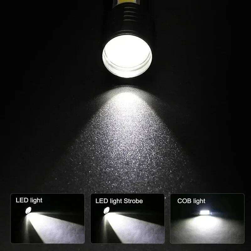 Mini LED COB+XPE Portable Torch USB Charging Camping Lantern Zoomable Focus Light Tactical Flashlight with Pen Clip H2601311