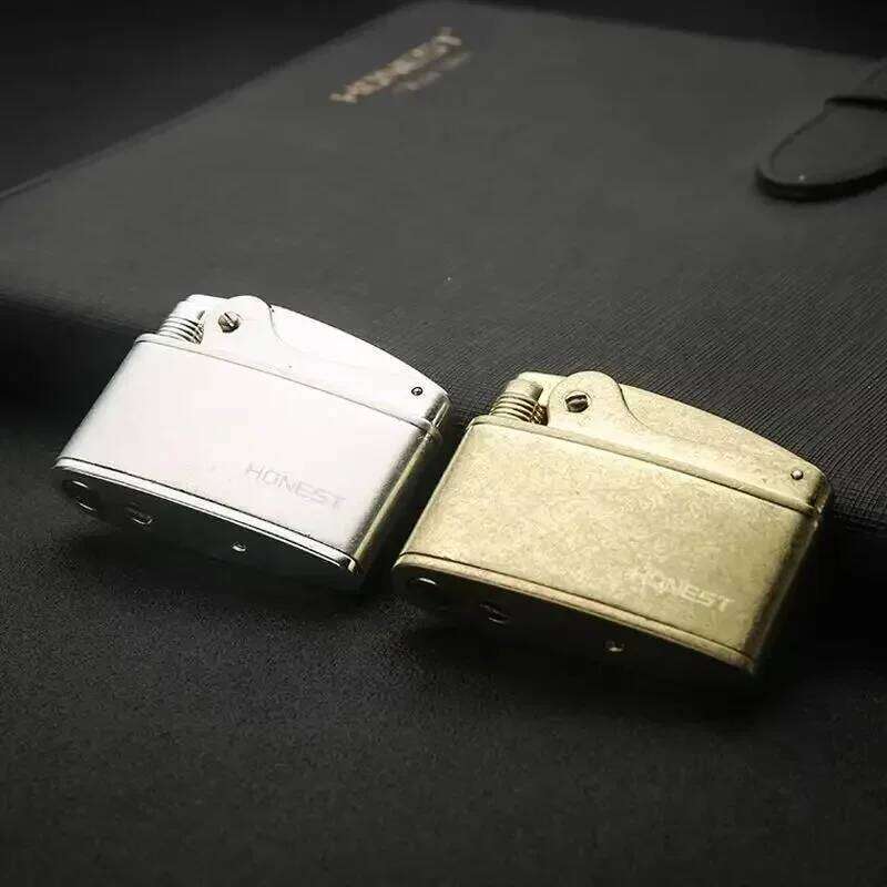 Brass Pressure Ignition Kerosene Lighter Retro Mechanical Gasoline Lighters Cigar Cigarette Accessory Gift for Men W260202