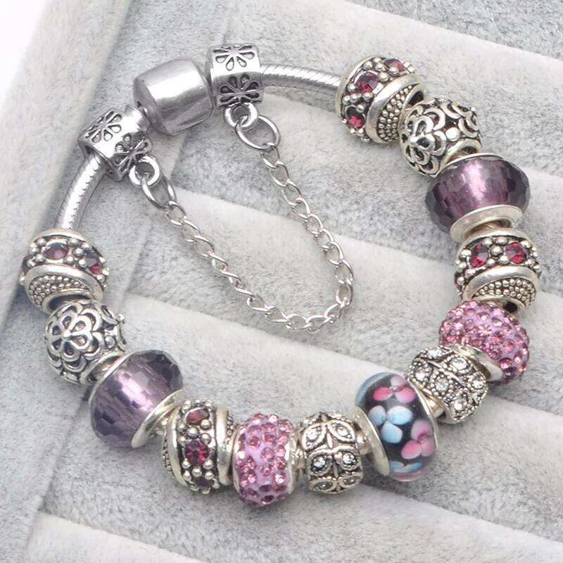 Christmas Gift Crystal Round Charm Fits Original Beads Bracelets Bangles For Women Couple Pulsera Jewelry H260202