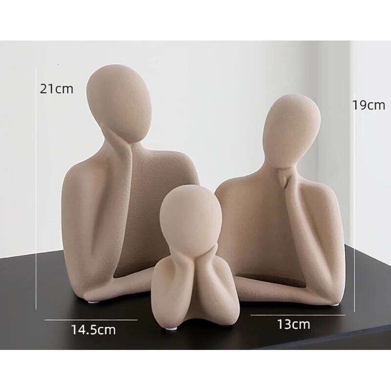 Frosted Ceramic Figure Figurines Abstract Art Bust Sculpture Living Room Porch Family of Three Furnishings Interior Decor Gifts Y260202