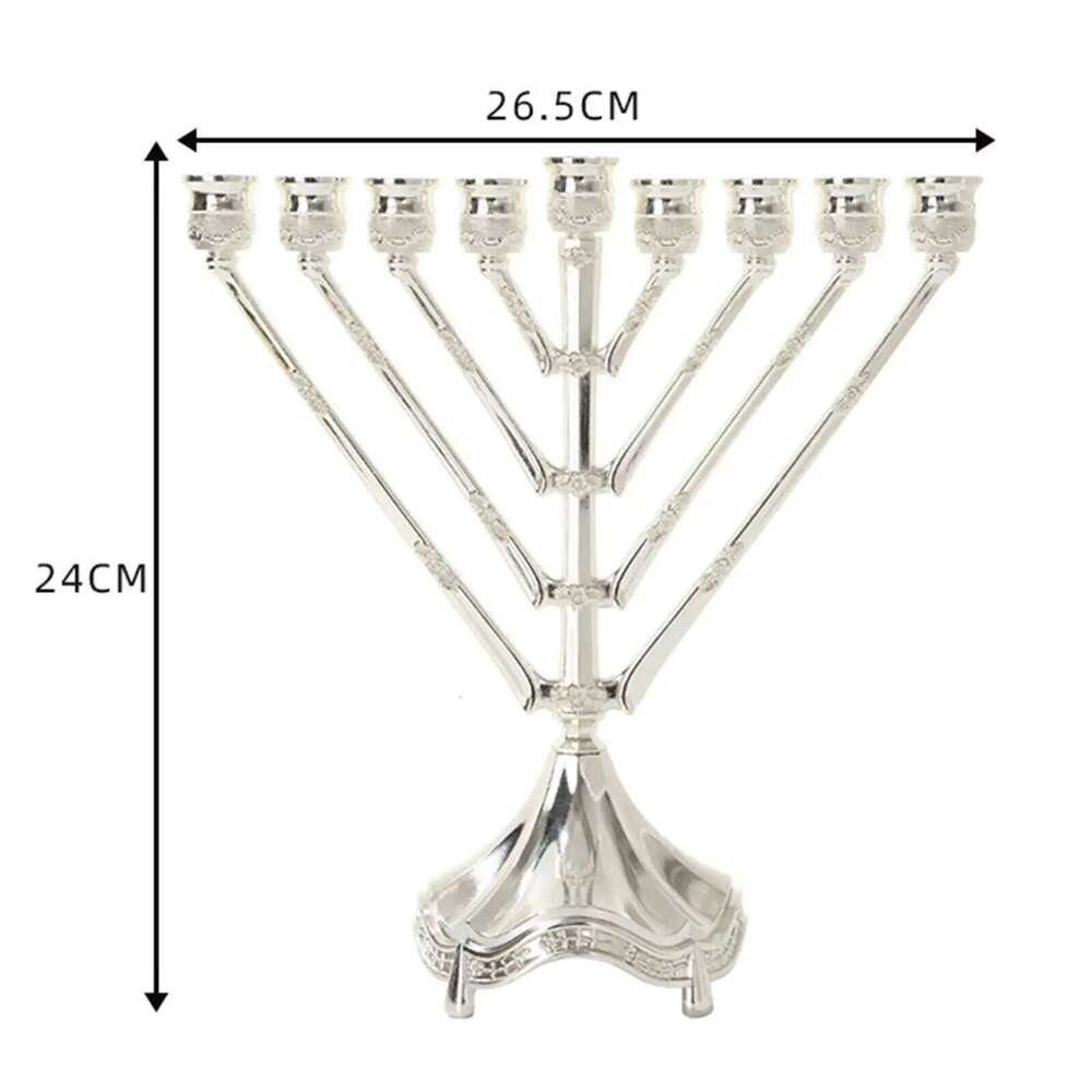 Zinc Alloy 9 Branch Menorah Candelabra for Holiday Decor Sturdy 10.4x9.4inch Y260131