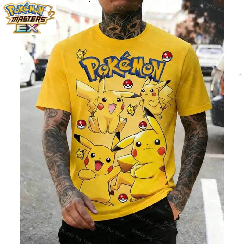 2026 New Anime Chilren's Kids 3D T-shirts Boy's Pokemon Men's Shirts Short-sleeved Travel Parent Clothing L260131