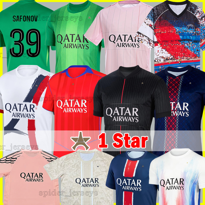 4XL 2025 2026 D.DOUE PSGES 1 Star Soccer Jerseys O.DEMBELE N.MENDES VITINHA JOAO NEVES 24 25 26 B.BARCOLA HAKIMI Goalkeeper Player Version Men Uniforms Kids Kits Sets