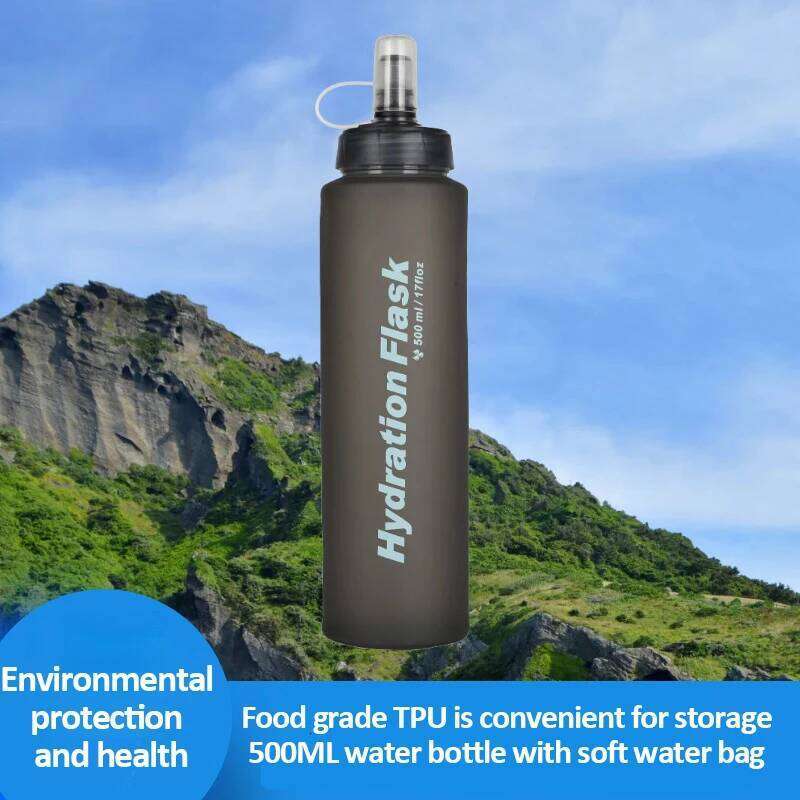 500ML Outdoor Soft BPA Folding Free Hydration Bottle Portable Sports Water Bag for Running Hiking Cycling Climbing Z260202