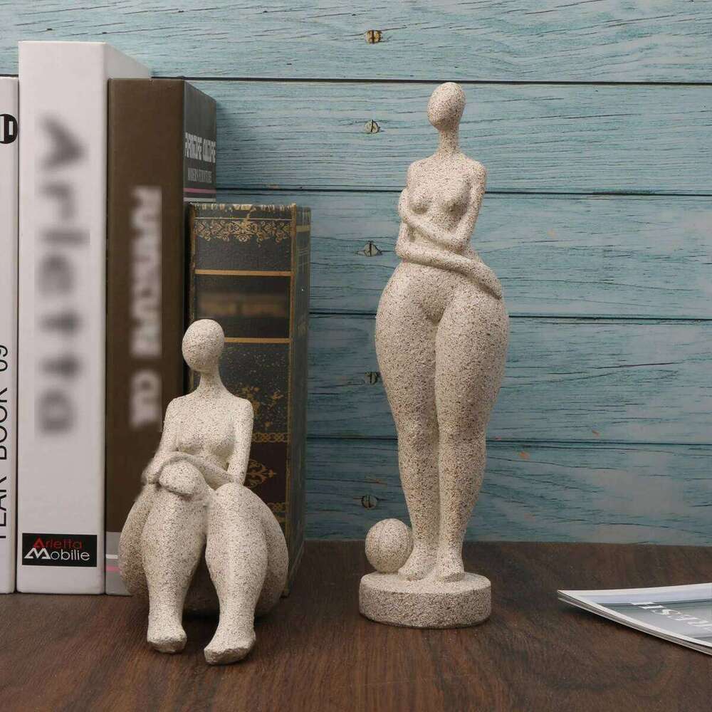 1pc, Resin Chubby Woman Statue Handmade Sandstone Abstract Art Home Living Room Office Cabinet Tabletop Entryway Dec Y260202