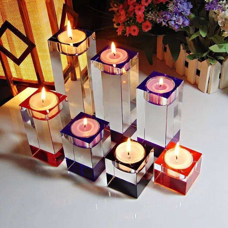Jinghanlu clear Crystal Candle Holders Small Tealight Candlestick Valentine's Day Candlelight Dinner Table Home decor 9size Y260131
