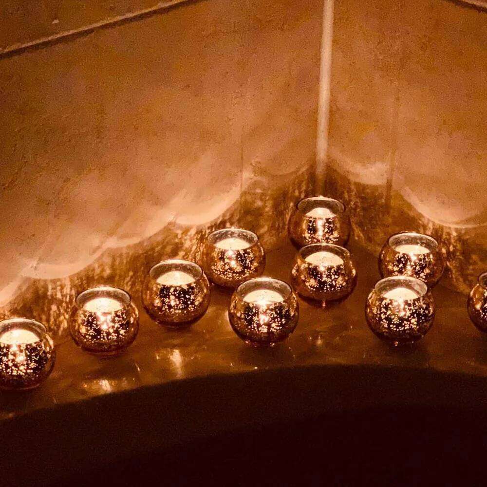 Round Gold Votive Holders, Mercury Glass Candle Holder Y260131