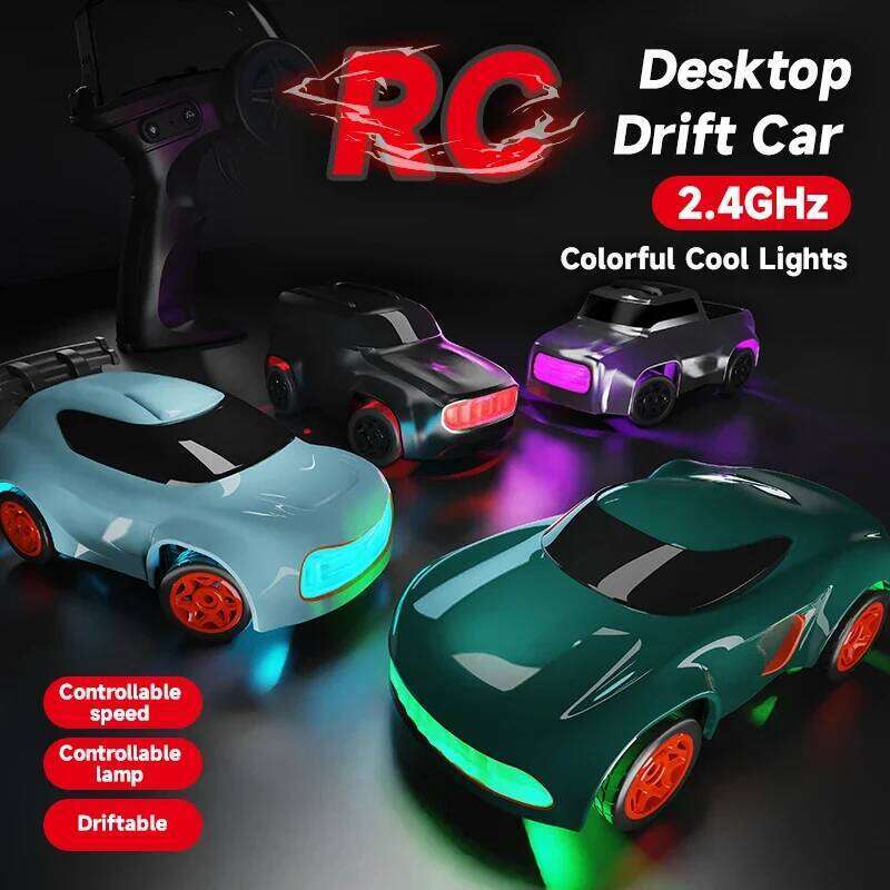 Mini Racing Desktop Drift Car 2.4G Colorful Cool Lights Remote Control Vehicle High Speed Galloping Cars Toys for Children Y260131
