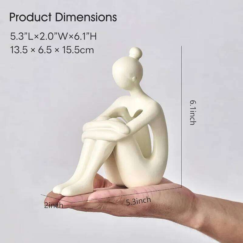 Resin Abstract Reading Woman Thinker Statue Ornaments Creative Art Design Home Office Bookshelf Decoration Y260202