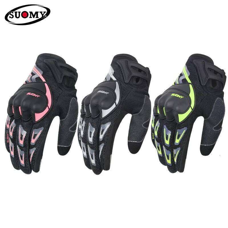 SUOMY SU-11 Motorcycle Gloves Breathable Full-Finger Racing Anti-Slip Stylish | XS-XXL Black/Green/Pink XJ260202