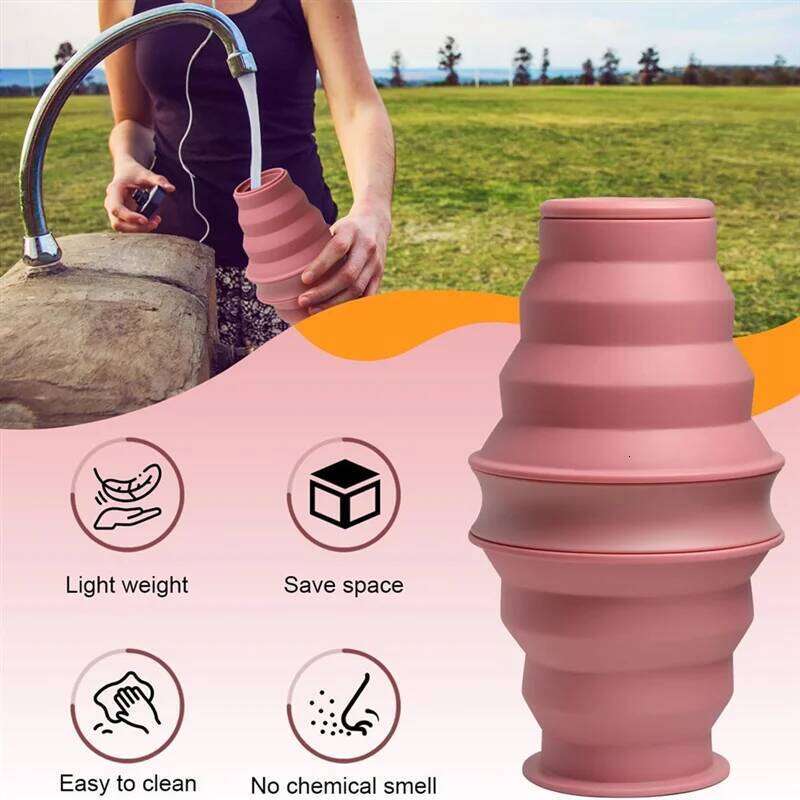 A18E-2PCS Collapsible Water Bottles 17 Oz BPA Free Leak Proof Foldable Silicone Bottle With Anti-Collapse Ring Z260202