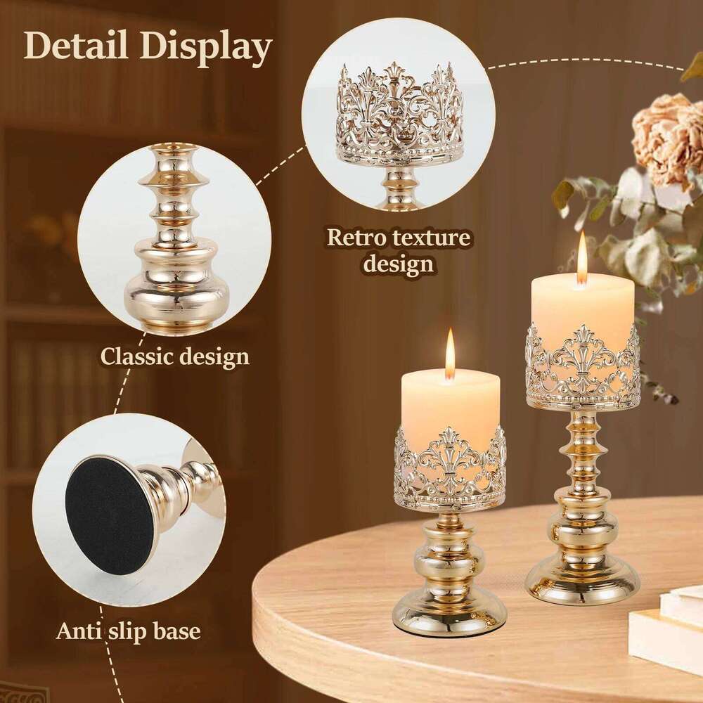 Iron Craft Decoration Hollow Pattern Design Easy to Clean Match Candlestick for Restaurants Y260131