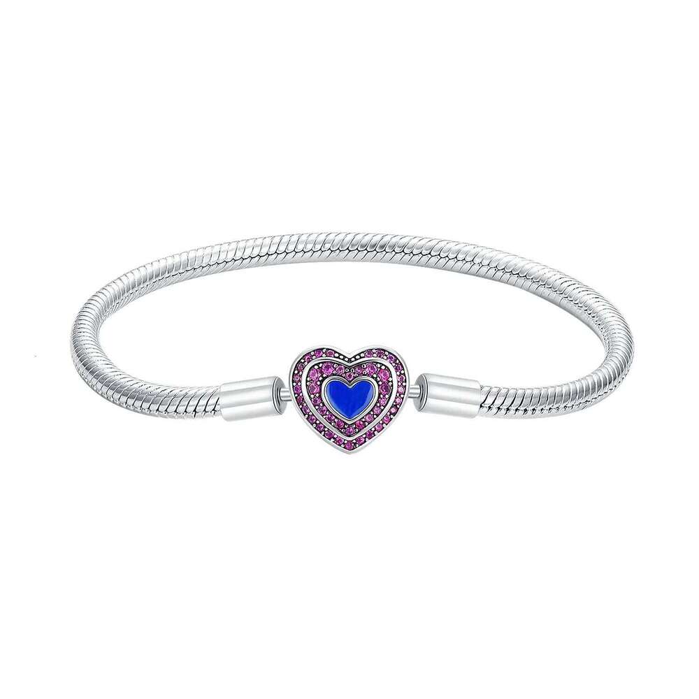 Original 925 Silver Moments Bracelets Rose Gold Golden Love Heart Clasp Bead Charm Bracelet For Women DIY Jewelry Gifts H260202