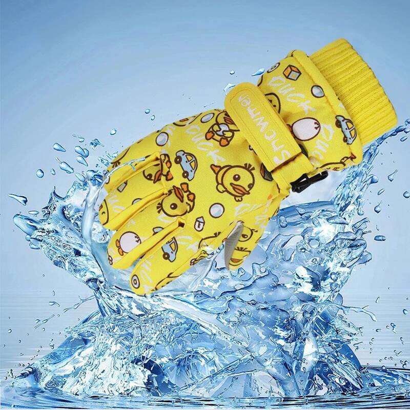 1 Pair of 4-14 Years Old Boys Girls' High-End Gloves, Fleece-Lined Thickened, Windproof and Warm, with Exquisite Graffit XJ260202