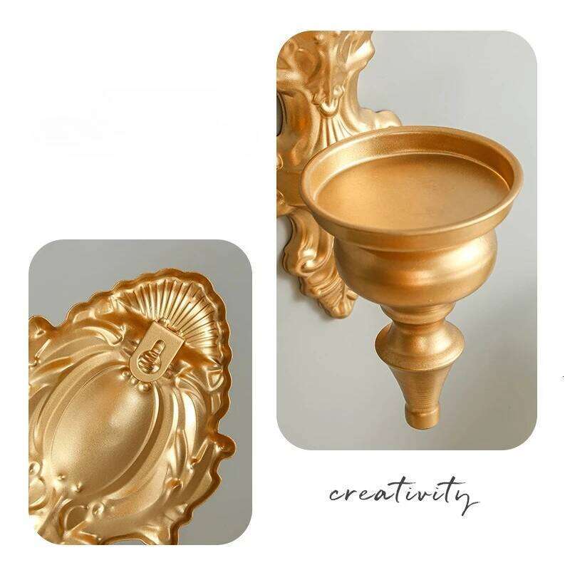 Northern Europe Mounted Vintage Candlestick Stand Candle Holder Ornament Home Living Room Wall Decoration Y260131
