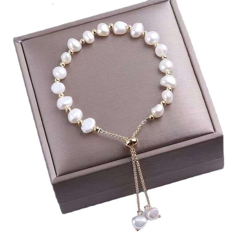 French Baroque natural pearl bracelet, light luxury, niche, high-end, personalized pull-out design jewelry