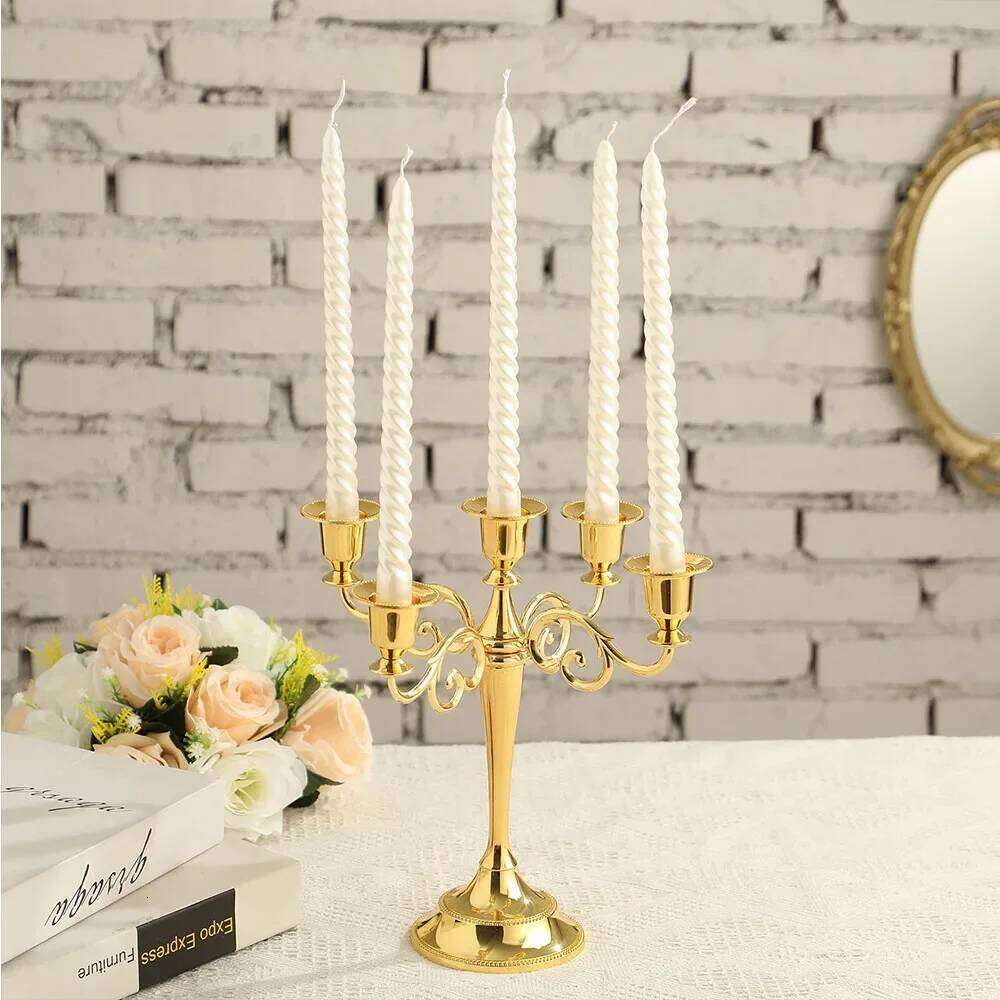 Luxury Wedding Candelabra Wholesale Vintage Style 5 Head Table Candlestick Decor Metal Candle Holder Y260131
