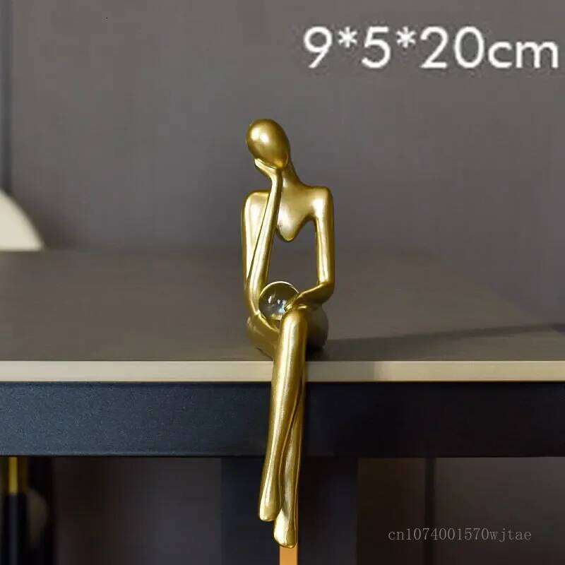 Luxury Gold Abstract Figure Sculpture Home Decoration Office Wine Cabinet Living Room Decor Resin Beautiful Woman Sculpture, 1Pc Y260202