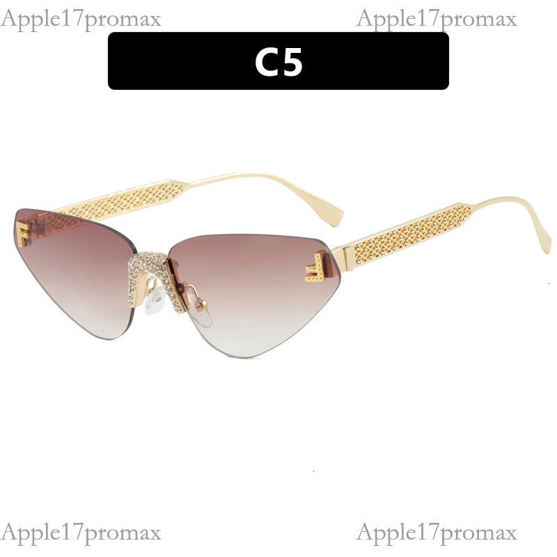 Luxury Brand Designer Kedun Letter F Frameless Diamond Triangle Cat Eye Sunglasses 2026 New Fashion Sunglasses European And American Street Style