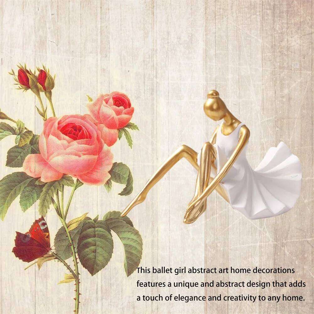 1 PC Ballet Girl Gold Home Decor Abstract Art Sculptures Statues Aesthetic Desk Dining Table Modern Living Room Y260202