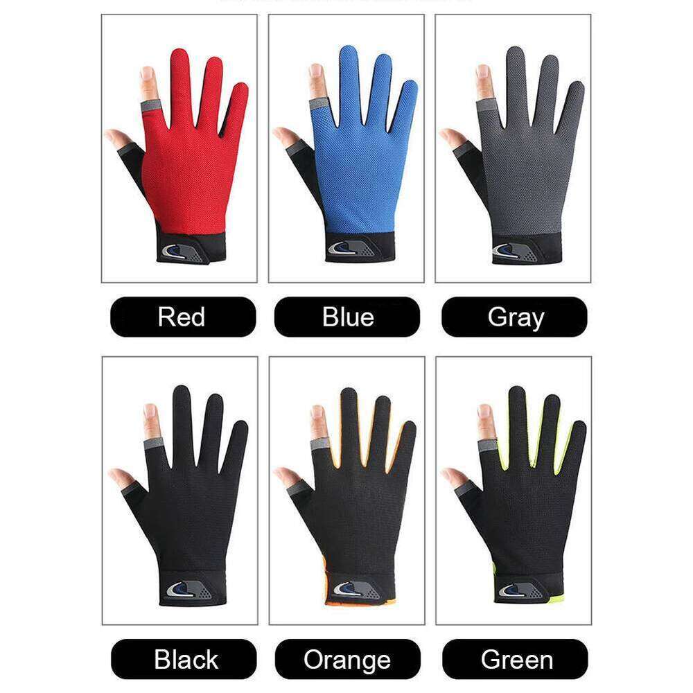 1 Pair Protective Gloves 2 Cut Fingers Fingerless Men Women Anti-slip Fishing Wear Pesca Fitness Cycling Glove XJ260202