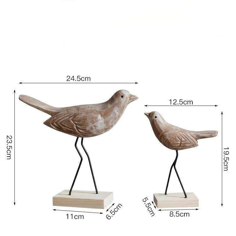 Retro Wood Craftsmanship Bird Ornament Living Room Entrance Window Wedding Decoration Home Accessories Figurine Y260202