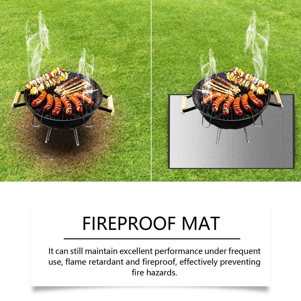 HozoneX Outdoor Lawn Patio BBQ Fireproof Waterproof Square Protective Mat S260202