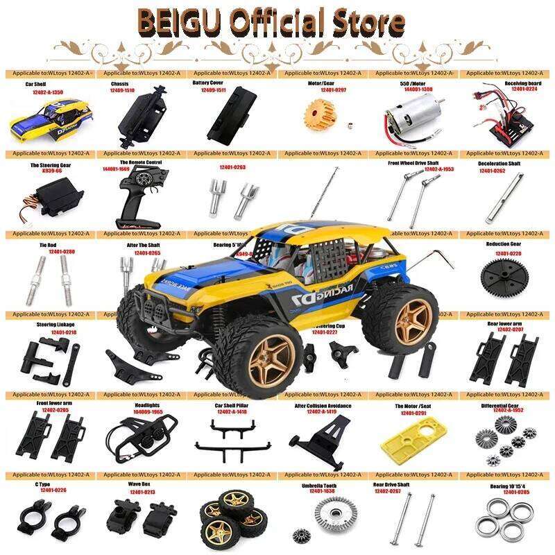 WLtoys 12402-A 12402a RC Car Spare Parts Shell Tires Servo Motor Gear Remote Controller Receiver Drive Shaft Swing Arm Etc Y260131