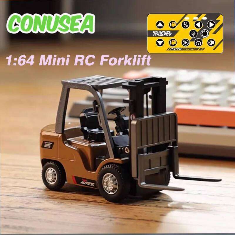 1/64 RC Forklift Trucks Alloy Mini Desktop Toys 2.4G Rc Cars Remote Control Engineer Vehicle Christmas Gifts for Boys Adults Y260131