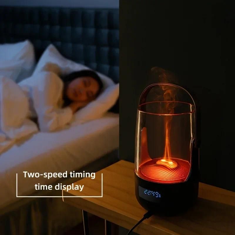200ML Retro Flame Diffuser 3 Timer Settings Waterless Auto-Off Ambient Mood Lighting Aromatherapy Humidifier for Home, Bedro