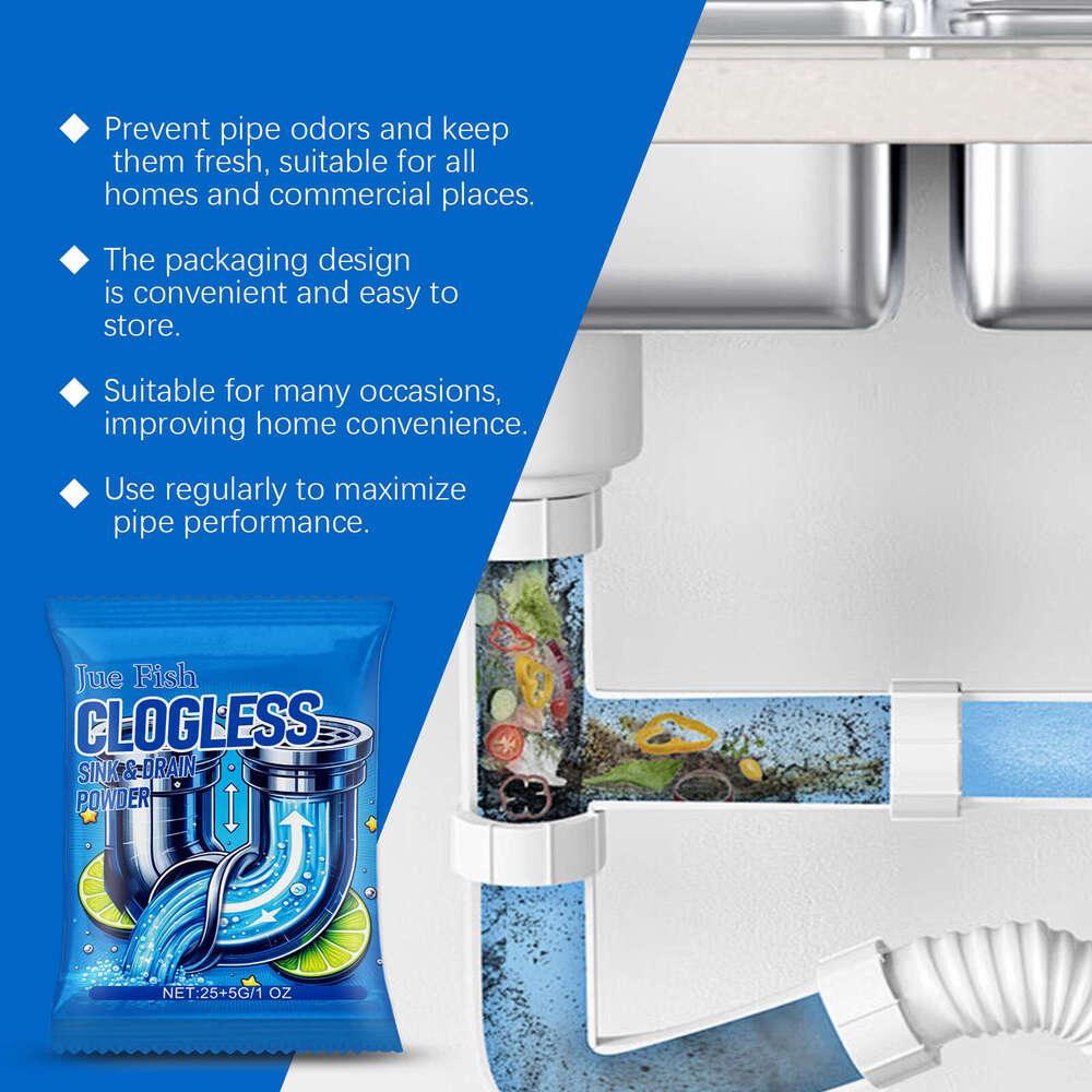Jue Fish Pipe Dissolving Drain Cleaner Oil Stain Removal Deodorizing Powder S260202