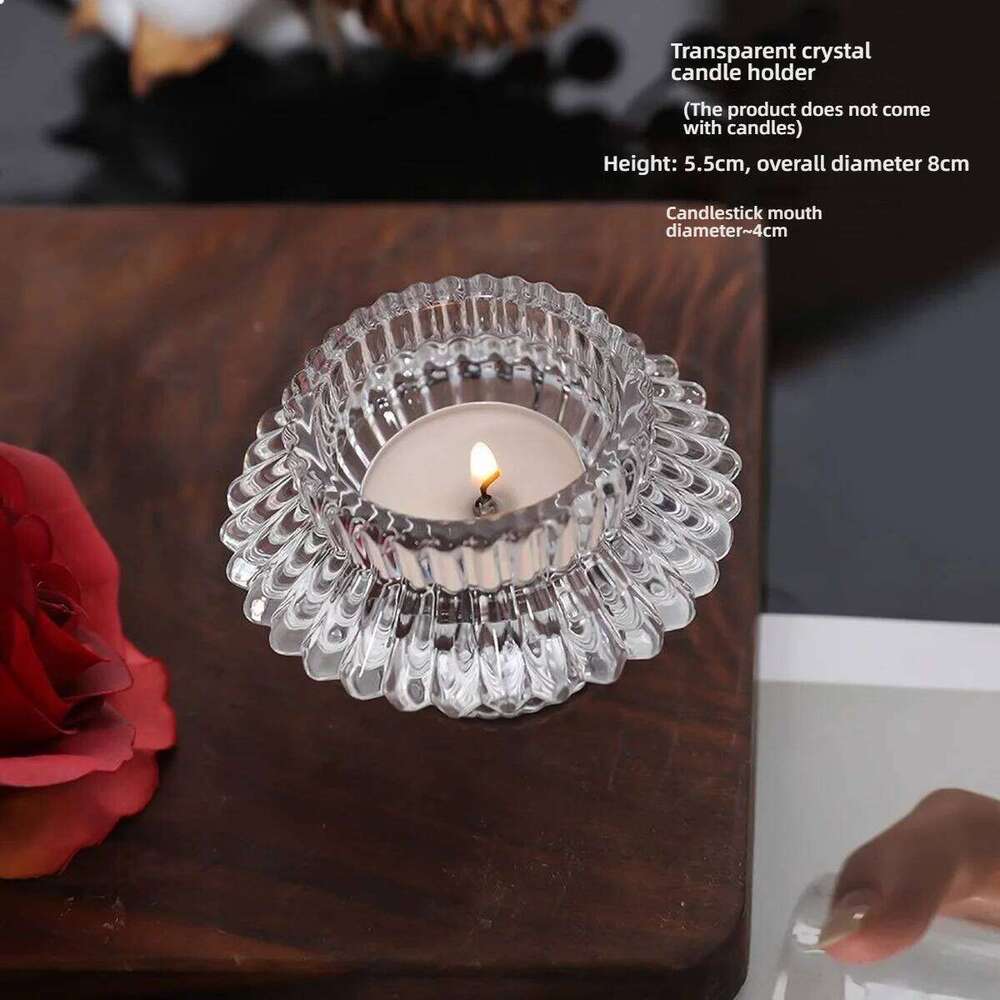 Clear UFO Shaped Small Glass Candle Holder for Table Design, Transparent Flying Saucer Tealight Candlestick, Modern Home Decor Y260131