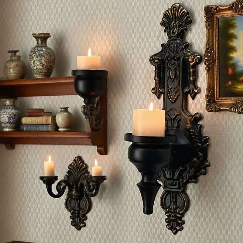 2PCS Nordic Cast Iron Candle Holder Wall Mounted Rustic Candelabra Minimalist Home Decor Vintage Hanging Tealight Stand Y260131