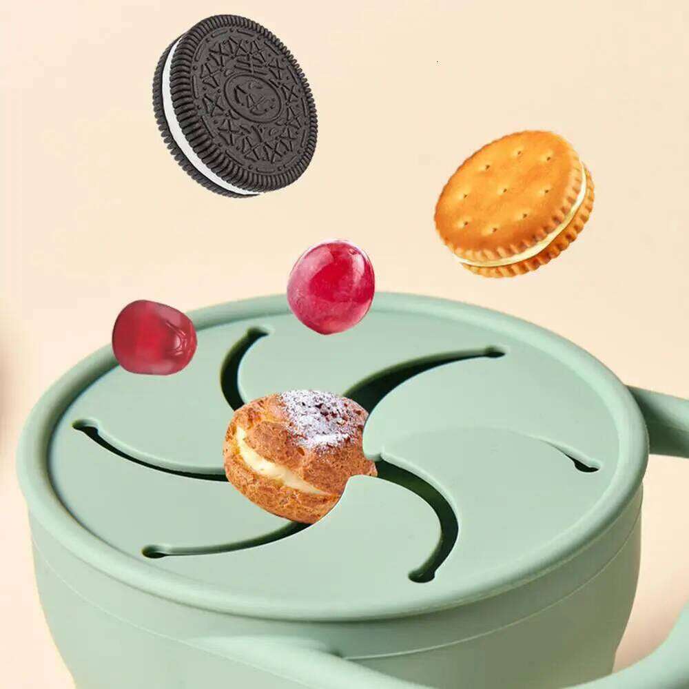 Silicone Cup Soft Baffle 350ml Leak-Proof Foldable Snack Container Microwave Safe Fruit Biscuit Holder Z260202