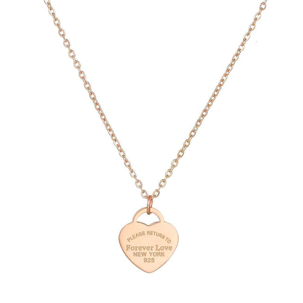 European and American Stainless Forever Love Pendant Women's Fashion Titanium Steel Peach Heart Collarbone Chain Necklace