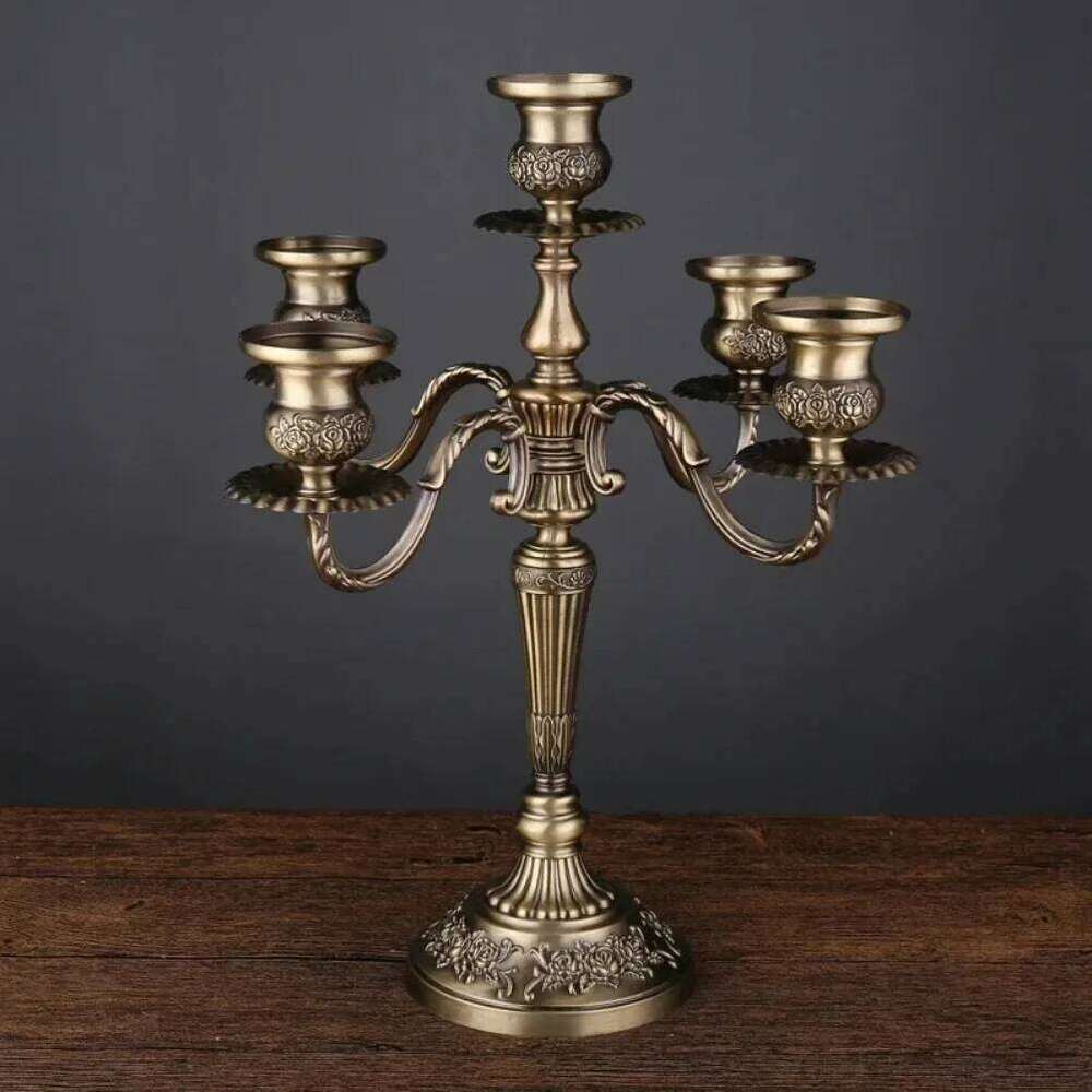 Retro Bronze Candlesticks Metal 5-arms/3 Arms Holders Wedding Table Home Decoration Desktop Ornament Vintage Candle Stand Y260131