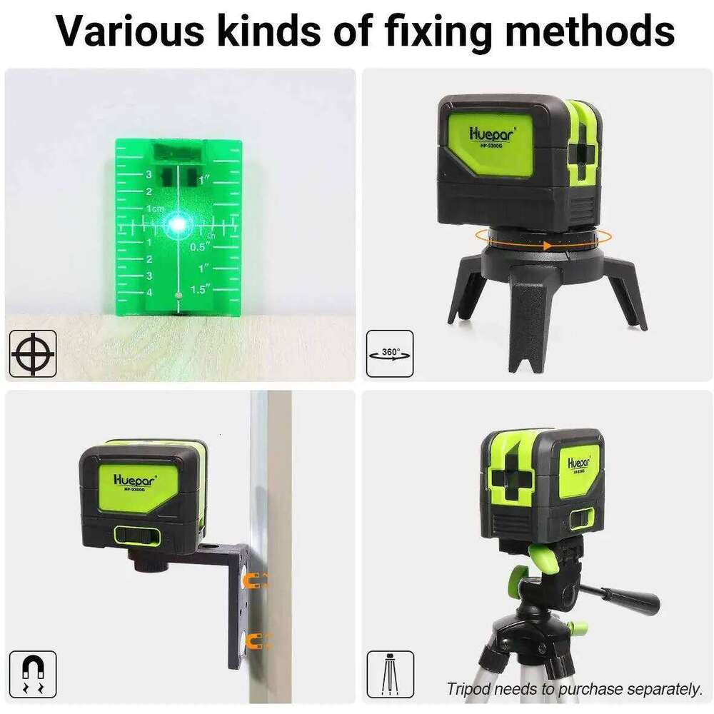 Huepar 9300G 3 Point Self leveling Green Beam Laser Level with Plumb Spots for Soldering and Points Reference Positioning 26H0130