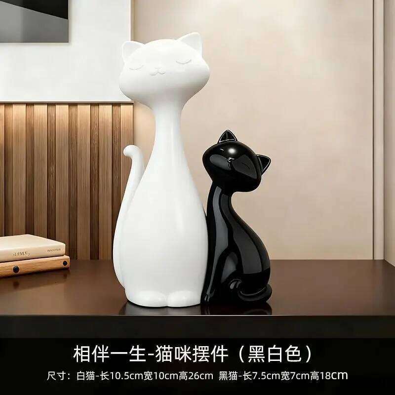 Creative Light Luxury High Grade Cat Ornament Elegant Niche Wine Cabinet Entrance Living Room Decorative Art Craft Y260202