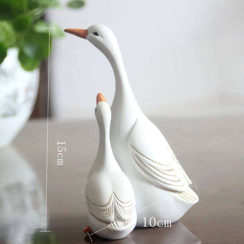 Crafts Perfect Resin Statue Mother And Son Duck Decor For Cabinet Living Room Y260202