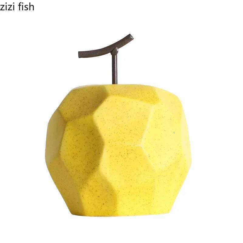 Geometric Surface Apple Pear Statue Ceramic Crafts Desk Fruit Creative Home Decoration Ornament Y260202