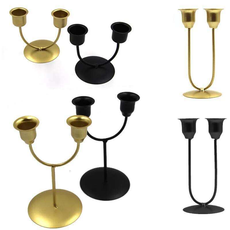 Metal Candle 2 Arm U Shaped Elegant Candlestick Holder for Party Festival Tabletop Banquet Home Decoration Y260131