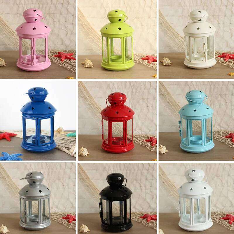 European Style Wrought Iron Wind Horse Lanterns Candlestick Classical Wedding Photography Props Home Decoration Gifts Y260131