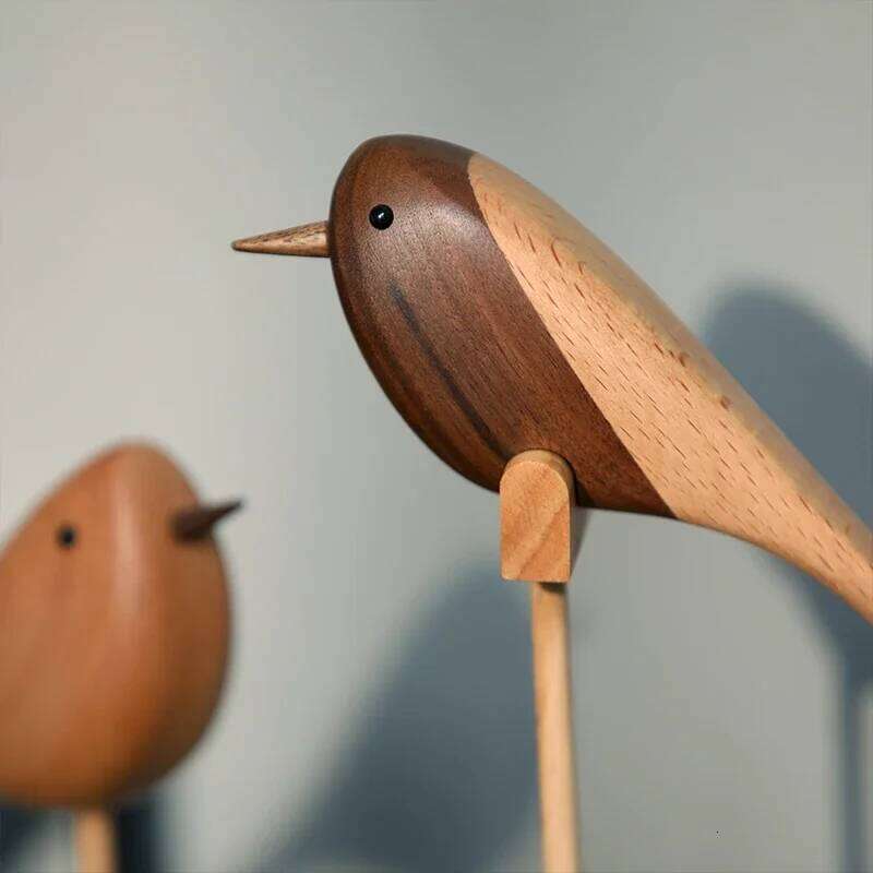Danish ornaments jewelry carving wooden play Nordic style puppet Home Furnishing features wood bird Y260202