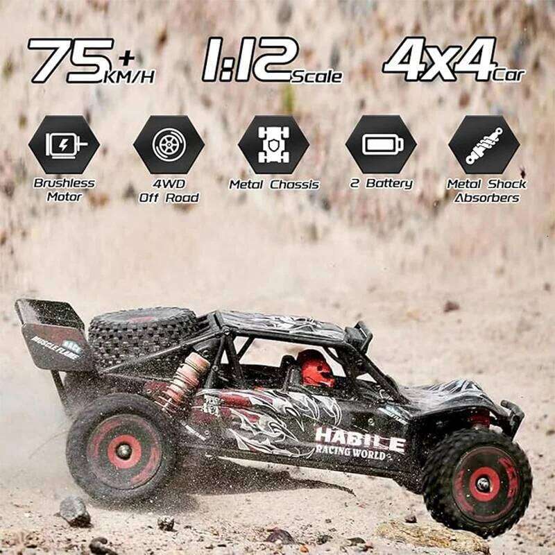 WLtoys 124016V2 Fast Car, 1/12 Brushless RC Car with Independent ESC Adults, 75km/h, Suitable for Outdoors and Gifts Y260131
