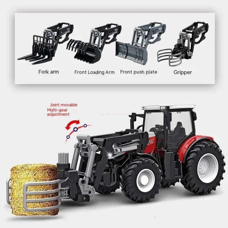 Inertia Tractor Trailer With Headlights Toy Set 1:24 Car Truck Farm Simulation Child's Birthday Christmas New Year Gift Y260131