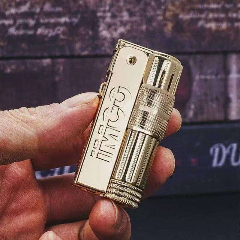 Original IMCO Old Gasoline Flint Windproof Stainless Steel Cigarette Petrol Oil Lighter Inflated Gadgets Man W260202