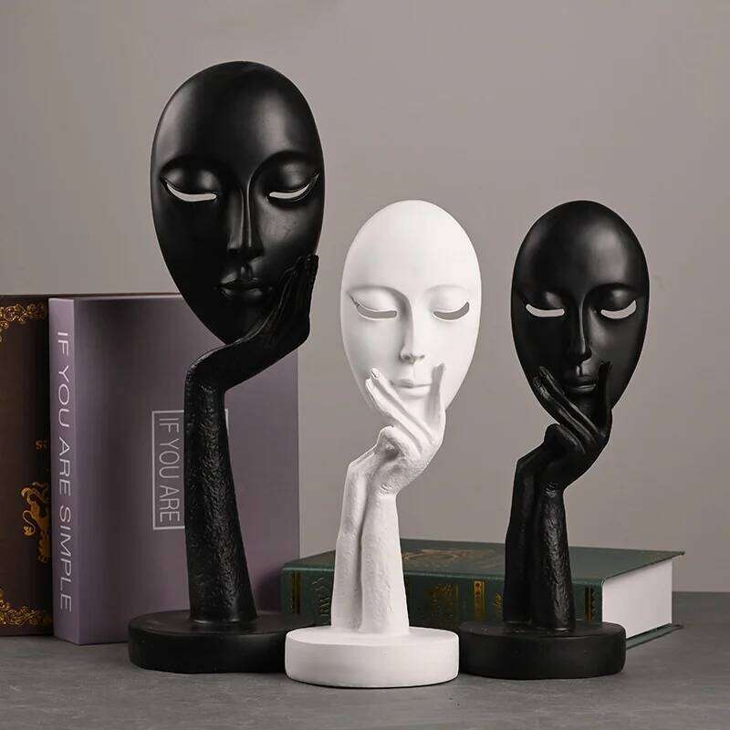 1Pc Modern House Decor Home Decoration Maison Accessories Thinker Mask Miniature Figurines for Living Room Office Corridor Y260202